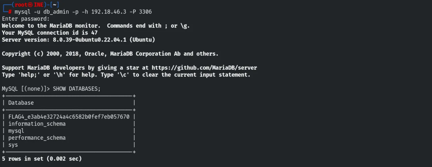 MySQL Connection and Flag 4